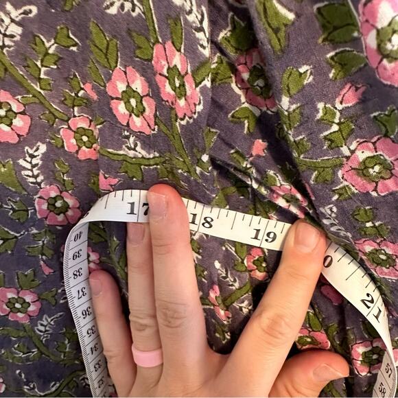 Emerson Fry India Collection Blue Green Pink Cotton Maxi Dress Medium - Picture 7 of 16